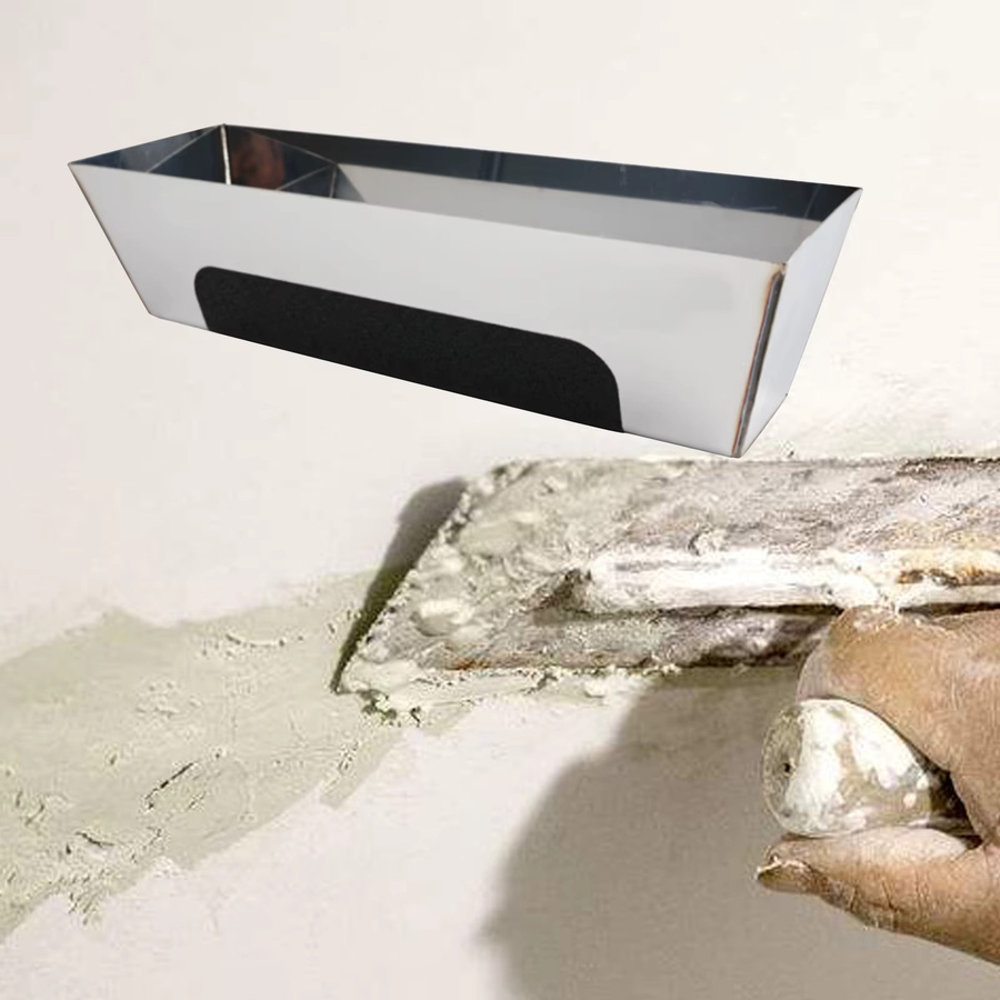 Homyl Edelstahl Schlammpfanne mit Anti-Rutsch-Pad für Gips und Trockenbau, Silber - Bild 2