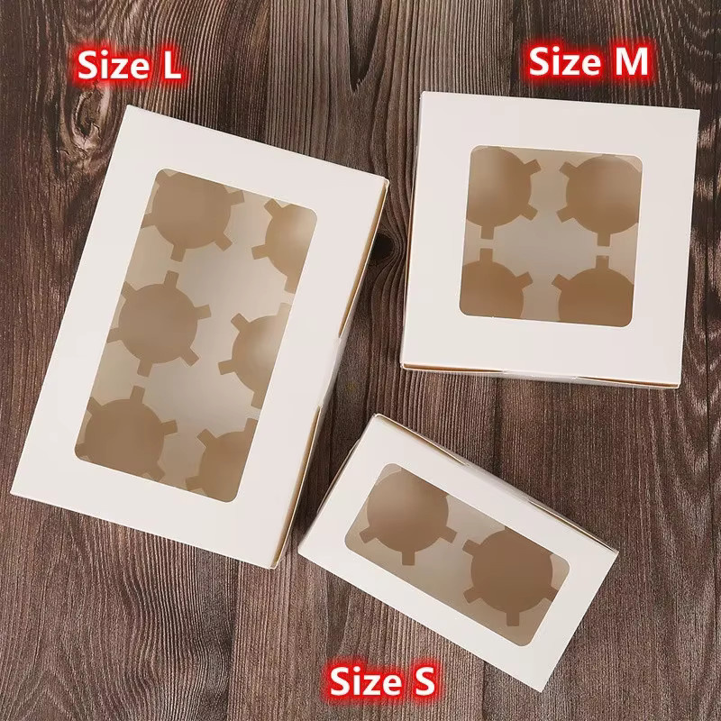 5er Set Cupcake Verpackungsboxen aus weißem Kraftpapier für Muffins und Kuchen - Bild 2