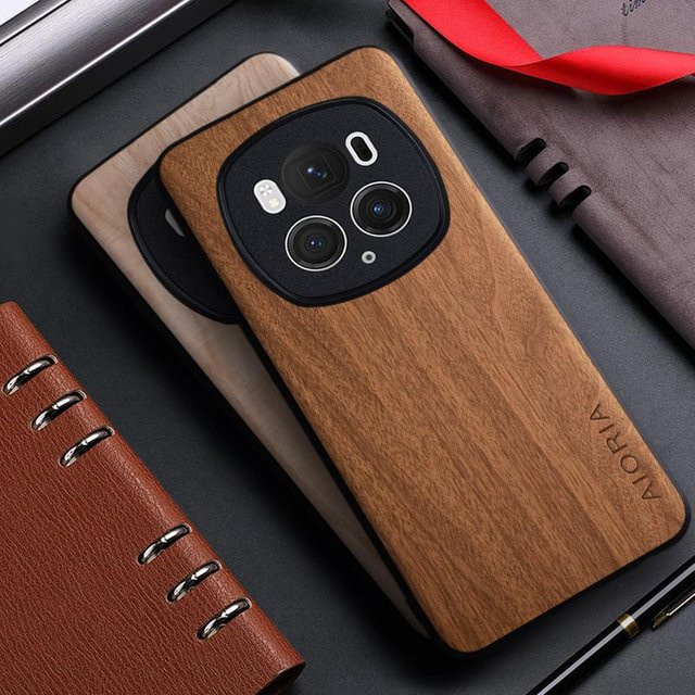 Honor Handyhülle aus Leder mit Bambusholzmuster für Honor Magic 6 Pro, Magic 6 Pro Lite, Magic 5 Pro Lite, X9A und X9B in Weiß - Bild 1