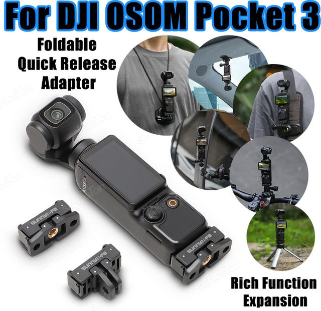 DJI Schnellwechseladapter und faltbare Erweiterungshalterung für OSMO Pocket 4 und OSMO Pocket 3 in Schwarz mit 1/4-Zoll-Schraubenloch - Bild 1