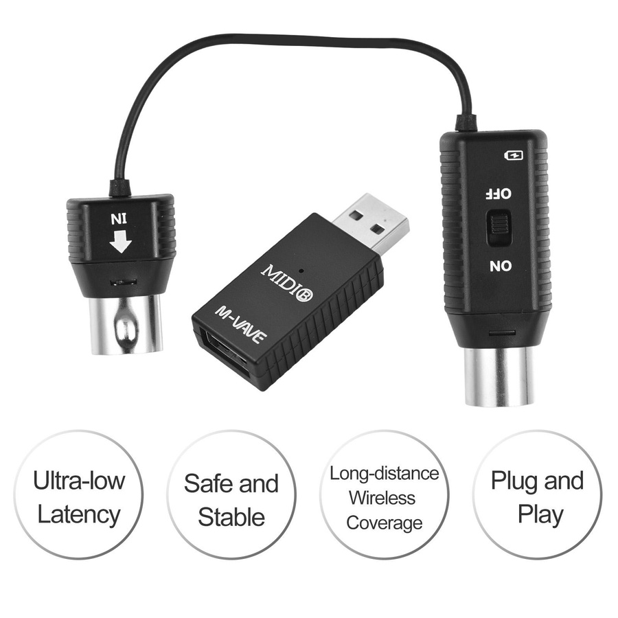 M-VAVE MS1 Mini-Funkübertragungssystem MIDI-Funkadapter mit USB-C Plug-and-Play in Schwarz - Bild 3