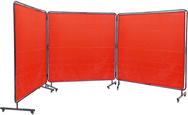 Buying Solutions MB Schweißschutzschirm mit 3-Panel-Rahmen aus flammhemmendem Vinyl in Rot, B/H: 183 x 183 cm - Bild 1