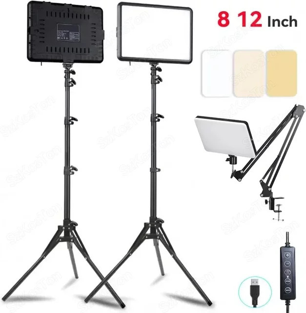 SZKOSTON LED-Videoleuchte in Schwarz: Dimmbare Fotografie-Dauerbeleuchtung mit verstellbarem Stativ als tragbares Aufhellungslicht für dein Fotostudio - Bild 1