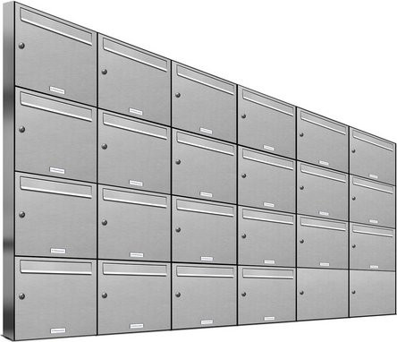 AL Briefkasten-System für 22 Parteien zur Aufputzmontage, Farbe: Silber, B/H/T: 153,211 x 136,8 x 11,6 cm - Bild 1