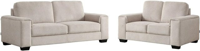Vente-unique Couchgarnitur Embapo in Beige mit 3-Sitzer und 2-Sitzer Sofa aus Stoff, Breite: 202 cm, Tiefe: 147 cm - Bild 1