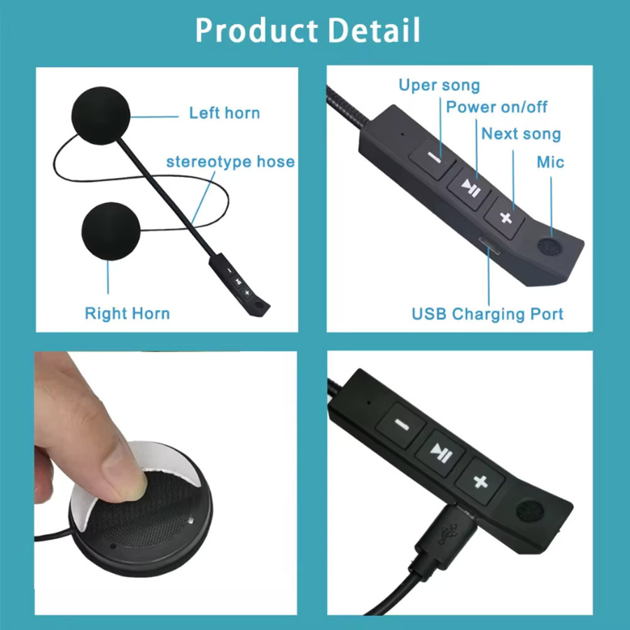 kebidumei BT11 Motorradhelm-Headset Bluetooth 5.0 Kabelloser Fahrkopfhörer in Schwarz mit wasserdichtem Freisprechlautsprecher - Bild 4