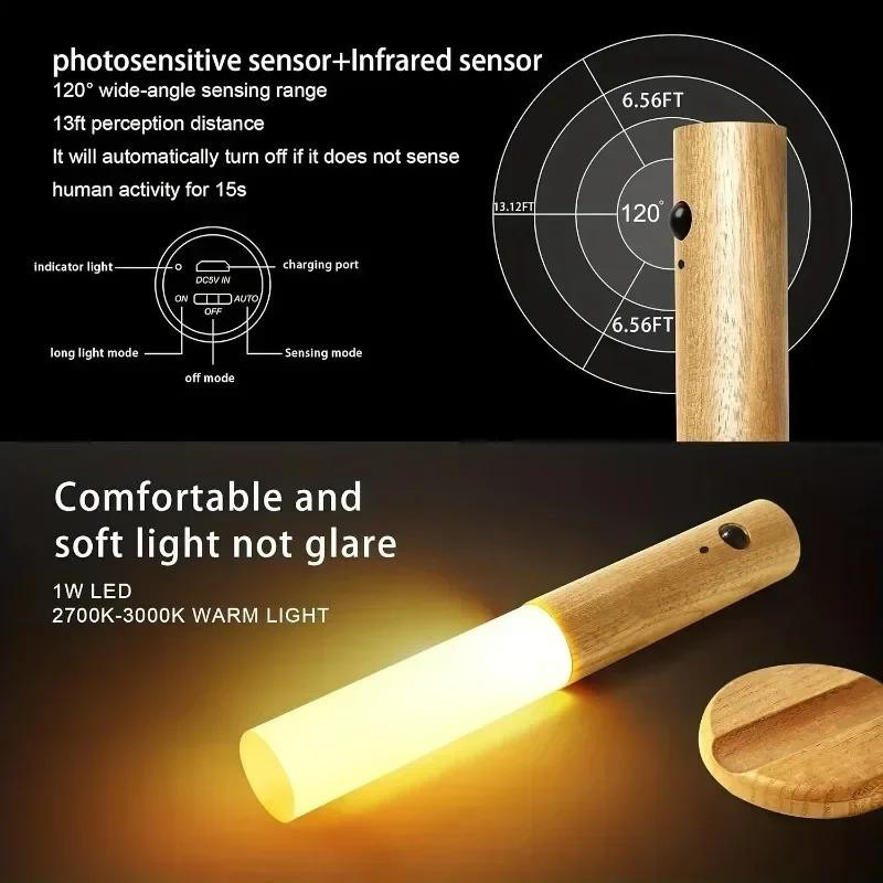 YJMP Super Lighting LED Nachtlicht mit PIR Bewegungssensor, magnetisch und wiederaufladbar, warmweiß, Farbe: Weiß - Bild 4