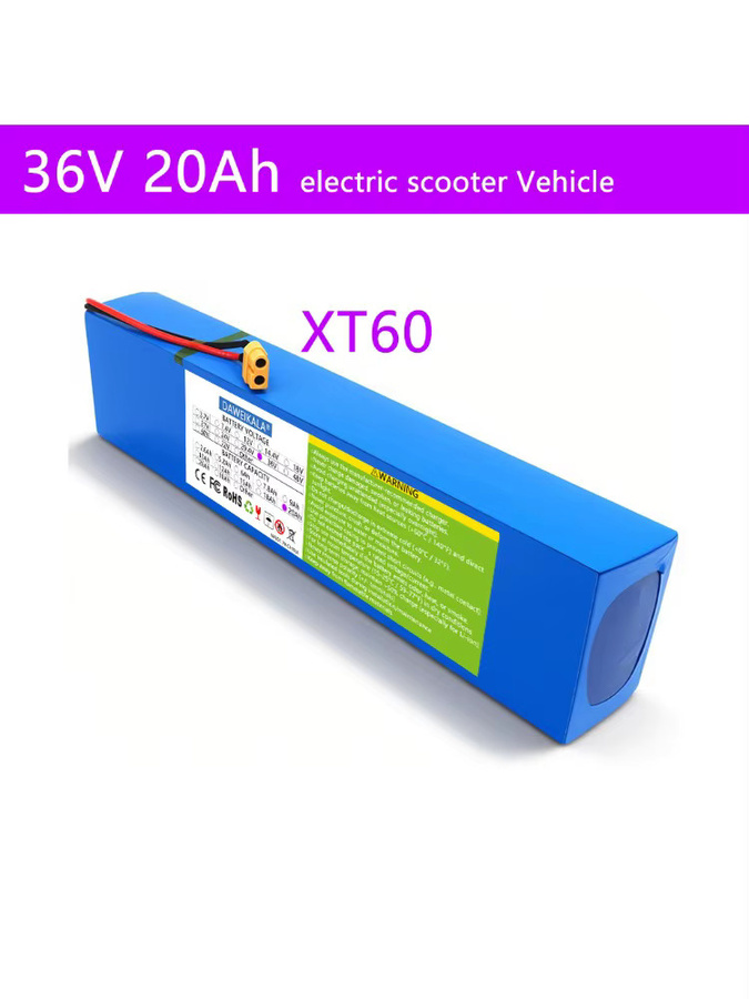 DAWEIKALA E-Scooter Akku-Pack 36V 10S3P mit 6000 mAh, 18650 Lithium-Ionen-Akku für 500W Motoren, Farbe: Blau, Anschluss: XT60-Stecker - Bild 2