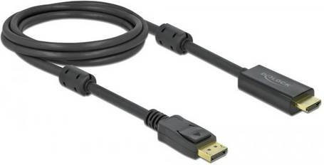 Delock DisplayPort auf HDMI Anschlusskabel in Schwarz, 2m, 4K UHD mit vergoldeten Steckkontakten - Bild 1