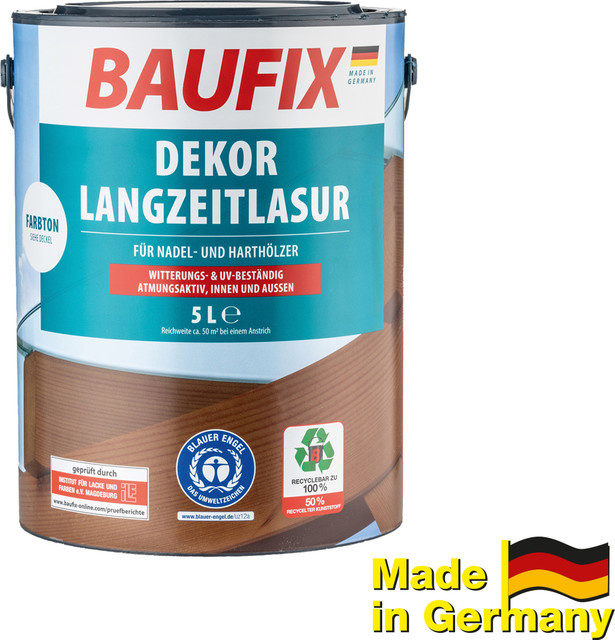 Baufix Dekor-Langzeitlasur, Farblos, Transparent, 5 l - Bild 1