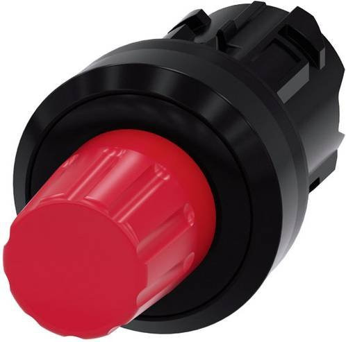 Siemens Stoptaster 3SU1000-0HC20-0AA0 mit rundem Kunststoff-Frontring in Schwarz und rotem Knopf mit Drehentriegelung - Bild 1