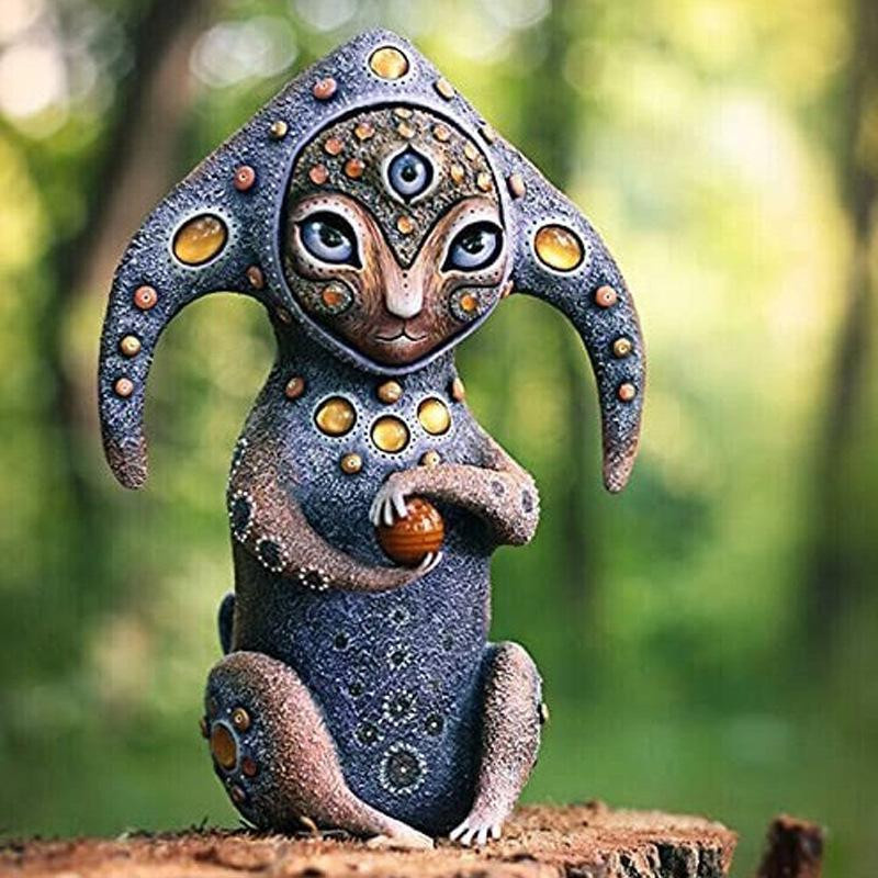 KTY Fantasy Dreiaugiger Alien Harzschmuck Set in Multicolour für Garten und Heimdekoration - Bild 2