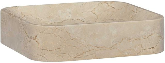 Waschschale aus Naturstein von Yiwydaa in Beige, quadratisch, B/T/H: 40 x 40 x 10 cm - Bild 1