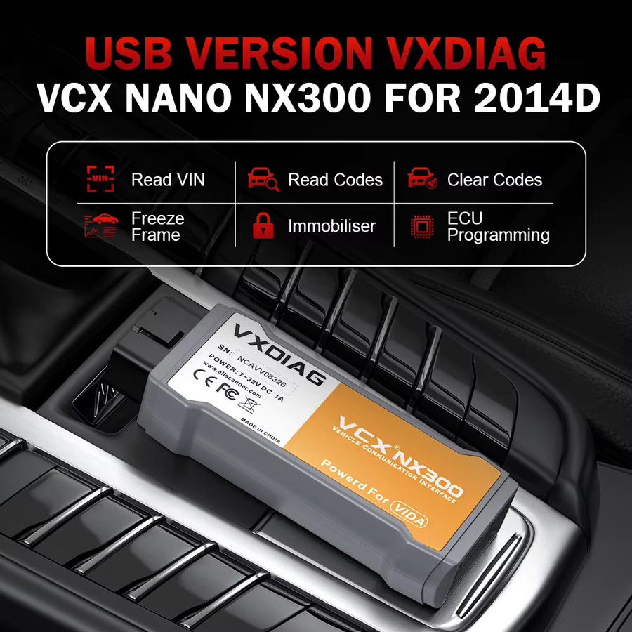 VXDIAG VCX NANO Auto-Diagnosegerät NX300 J2534 OBD2 Scanner in Grau für Programmierung, Codierung und Alle-Systeme-Diagnose mit Aktivem Test - Bild 3