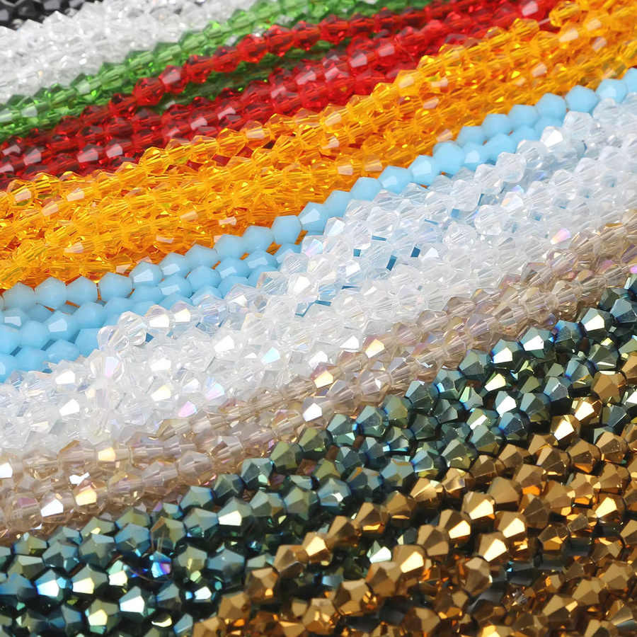 Beadia Perlen, Glas, Kristall, Doppelkegel Form, Bunt, 4mm - Bild 3
