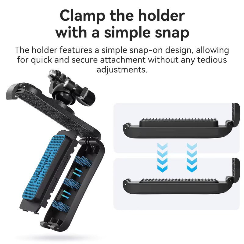 aMagisn Rucksackclip Schwarz: 360° Riemenklemmhalterung für Insta360, DJI und GoPro Action-Kameras - Bild 3