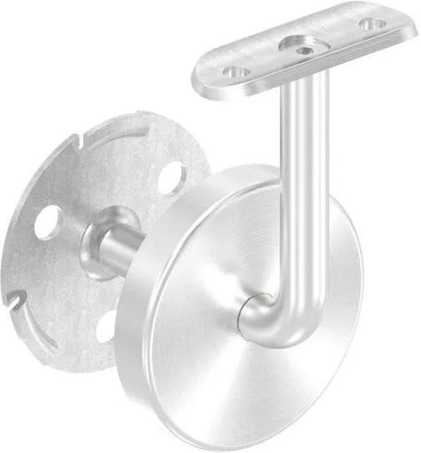 FeNau Handlaufhalter aus Edelstahl in Silber, gebürstet, für Rohr Durchmesser: 42,4 mm, Wandabstand: 75 mm, mit Rosette und Verschweißung - Bild 1