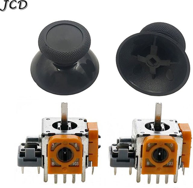 JCD Ersatz-Set für XBOX ONE, PS4 und Switch Pro: Analogstick-Kappen und 3D-Modul-Sensoren in Schwarz, 13 x 13 mm - Bild 1