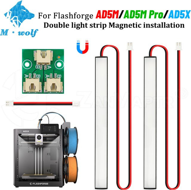 M·WOLF Hochleistungs-LED-Doppel-Lichtstreifen in Weiß für Flashforge Adventurer 5M AD5M AD5M Pro AD5X mit magnetischer Installation und COB-Technologie - Bild 1