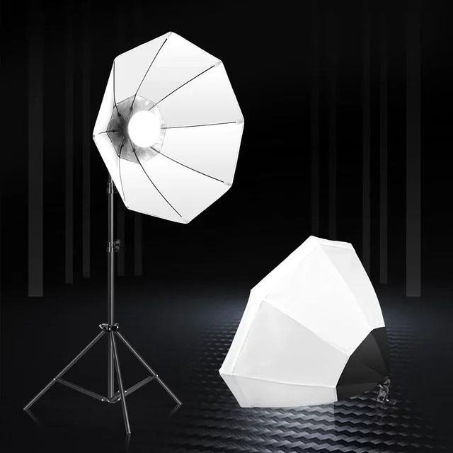SH Softbox-Set mit 2m Stativ und Foto-LED-Licht für dein Fotostudio, 70 cm Durchmesser, Weiß - Bild 1
