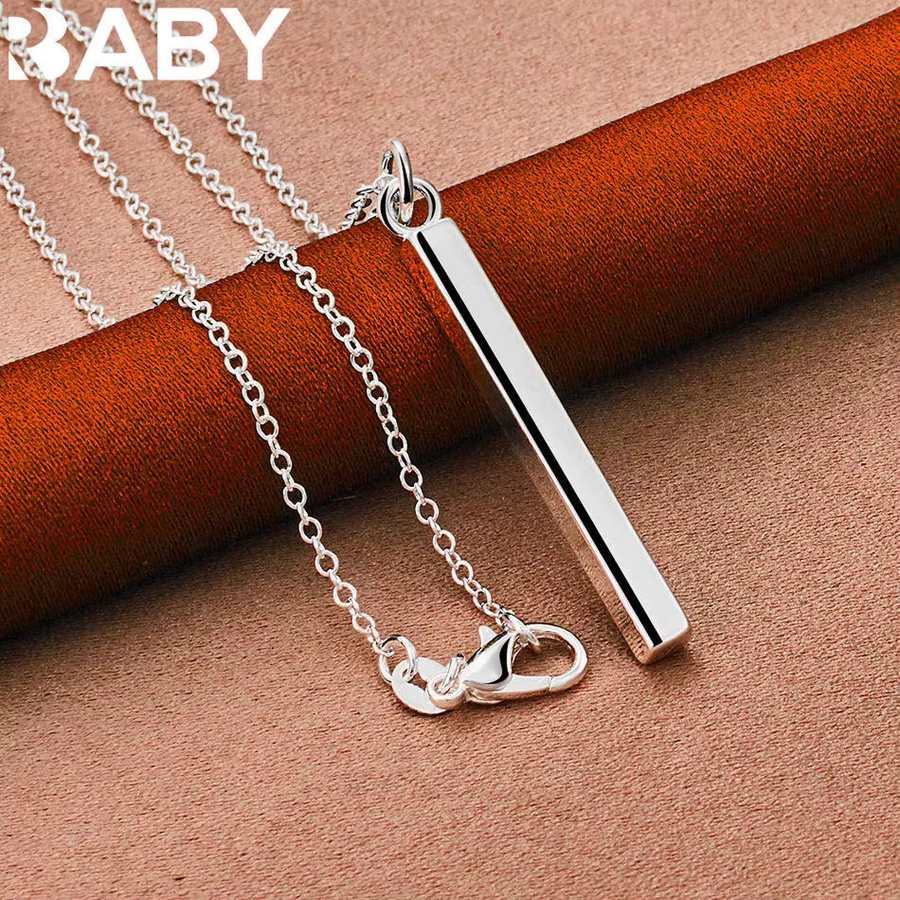 URBABY Halskette mit vertikalem Stab-Anhänger, 925 Silber, Unisex, 40–75 cm - Bild 5