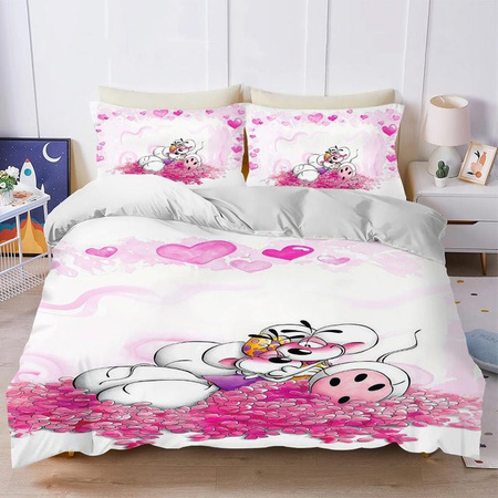 D-Diddl Bettwäsche-Set 3-teilig aus Mikrofaser mit Cartoon-Motiv, Mehrfarbig, B/H: 172 x 228 cm