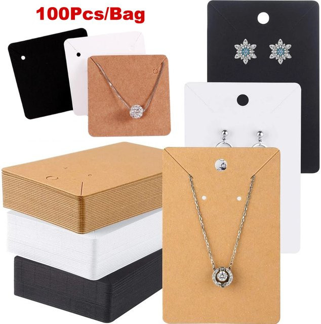 SAFENH Schmuckverpackung Displaykarten für Ohrringe und Halsketten, 100 Stück, Mehrfarbig - Bild 1