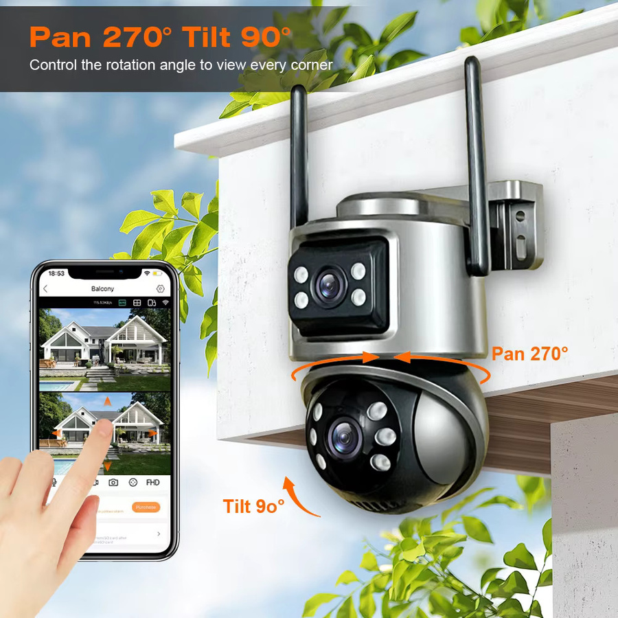 DDBROUGEN 8MP 4K PTZ Wifi Kamera mit Dual Objektiv und Dual Bildschirmen, Drahtlose Outdoor CCTV Sicherheit IP Kamera mit AI Menschlicher Erkennung und ICSEE App Unterstützung - Bild 5