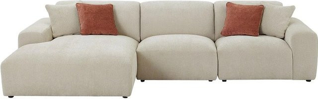 Maison Céphy Ecksofa Tirono in Beige mit Cord-Bezug und linkem Seitenteil - Bild 1