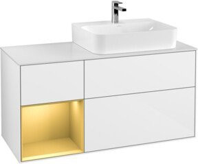 Villeroy & Boch Finion Waschtischunterschrank mit Abdeckplatte in Weiß Lack, Breite: 120 cm, Tiefe: 50,1 cm, Höhe: 50,1 cm - Bild 1