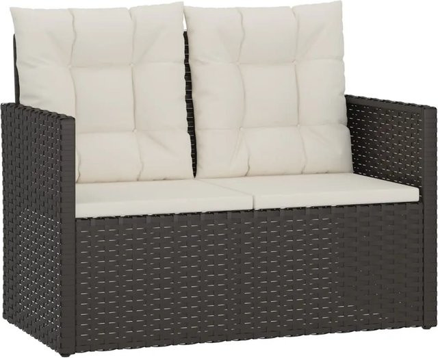 furnicato Gartenbank aus Poly Rattan mit Kissen in Schwarz, B: 105 cm, H: 75 cm, T: 56 cm - Bild 1