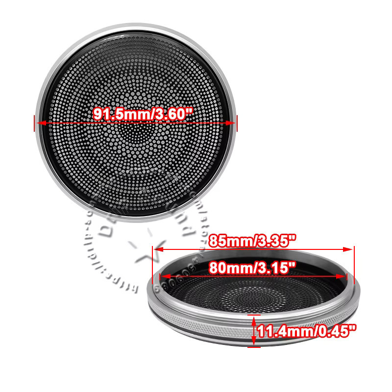 BYEC Lautsprechergrill Konvertierungsnetz Abdeckung 3,5 Zoll 91,5mm für Auto Audio Modifikation aus Vollmetallgeflecht mit Gewindering in Schwarz oder Silber - Bild 3
