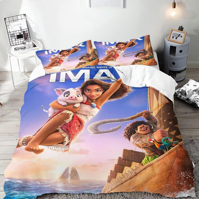Paslu Moana Prinzessin Anime Bettwäsche-Set aus Polyester, Mehrfarbig, B/B: 228 x 228 cm - Bild 1