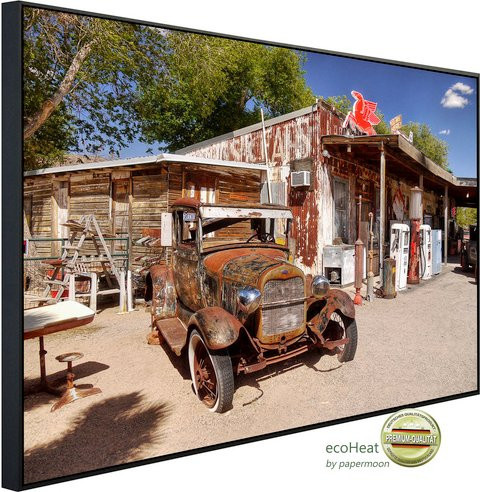 papermoon Infrarotheizung EcoHeat Alte verlassene Tankstelle mit App-Steuerung und Überhitzungsschutz, bunt, Matt-Effekt - Bild 1
