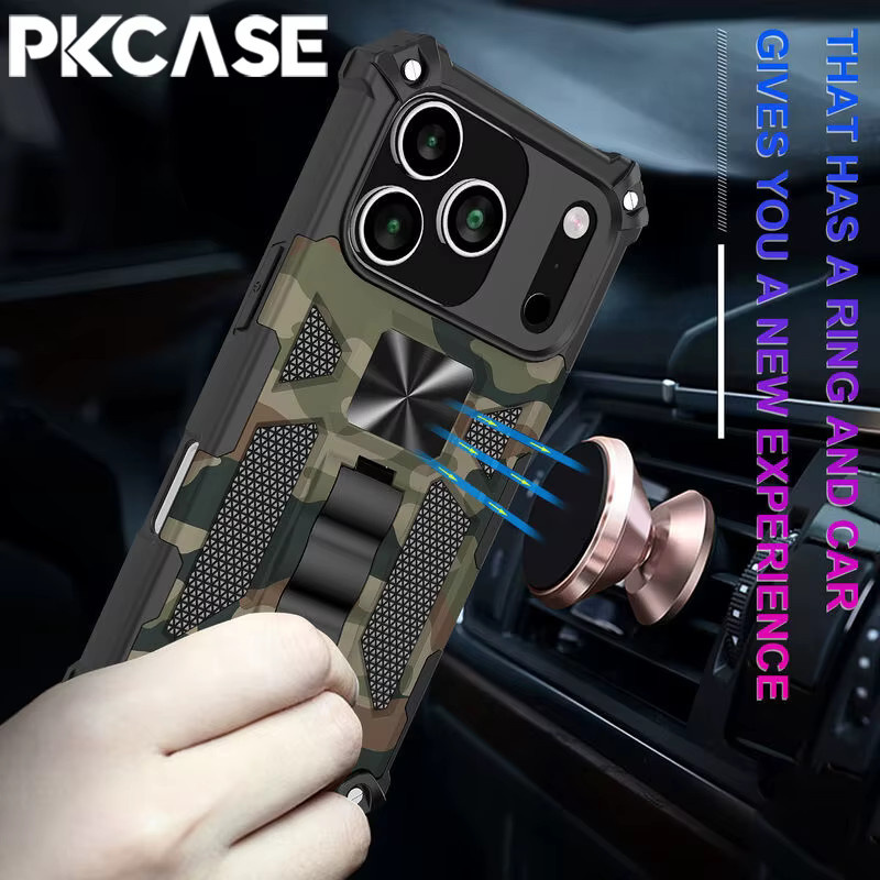 PKCASE stoßfeste Camouflage-Rüstung Handyhülle mit unsichtbarer Halterungsabdeckung für iPhone 17, 16, 15, 14, 13, 12, 11 Pro Max in Multicolour - Bild 4