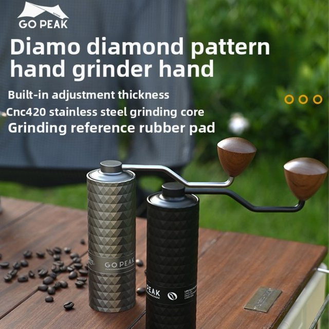 GOPEAK Edelstahl-Kaffeemühle mit CNC420-Stahlmahlwerk in Schwarz für handgebrühten Kaffee, ideal für Zuhause und Camping - Bild 1
