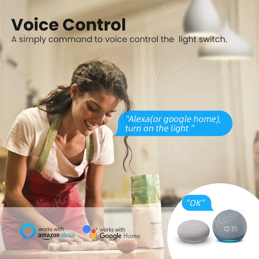 Tuya WiFi Smart Switch Modul für 1/2/3 Gang mit 2-Wege-Steuerung, Smart Life App Automatisierung, kompatibel mit Amazon Alexa und Google Assistant, Farbe: Weiß - Bild 3