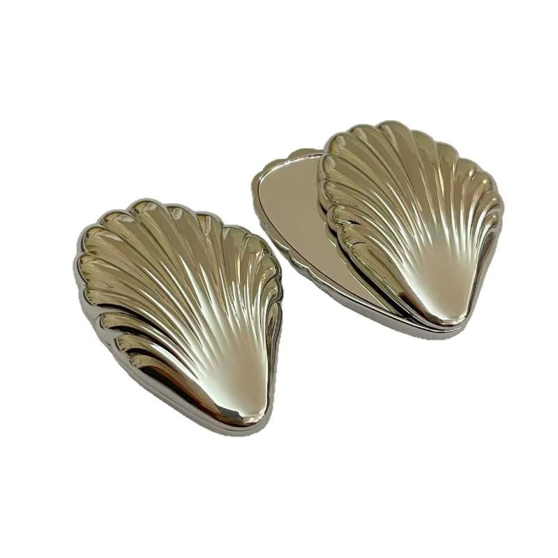 JCSYFAC Make-up-Spiegel, faltbar, Metall, doppelseitig, Mini-Muschelform - Bild 2