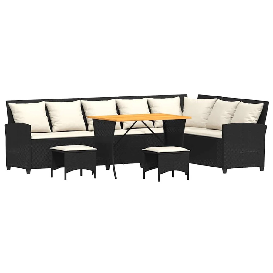 vidaXL 4-teilige Garten-Sofagarnitur in L-Form aus Polyrattan mit Kissen in Schwarz - Bild 2