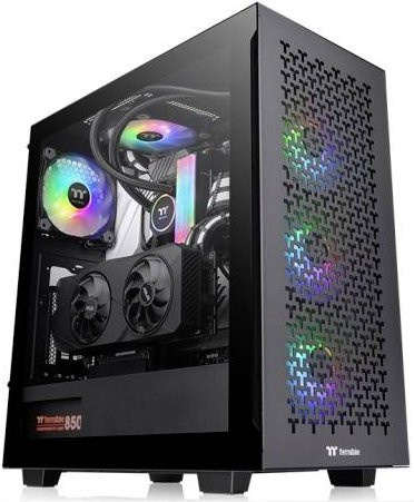 Thermaltake V350 TG ARGB Air Mid Tower ATX Computer-Gehäuse Schwarz mit gehärtetem Glas Seitenteil und USB-C Anschluss - Bild 1