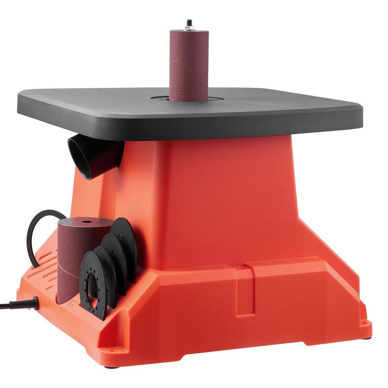 Oszillierender Tisch-Spindelschleifer von Buying Solutions, MB in Orange mit 2000 U/min, 16 mm Hub und Arbeitstisch Breite: 39,0 cm, Tiefe: 42,5 cm, Höhe: 42,0 cm sowie 6 Schleifhülsen - Bild 7