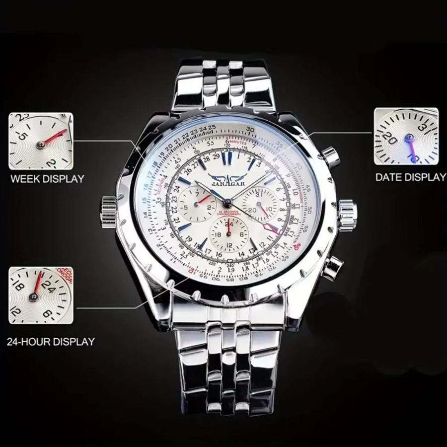 FORSINING Herrenuhr, Automatik, Skelett-Design, Edelstahlarmband, Weiß - Bild 2