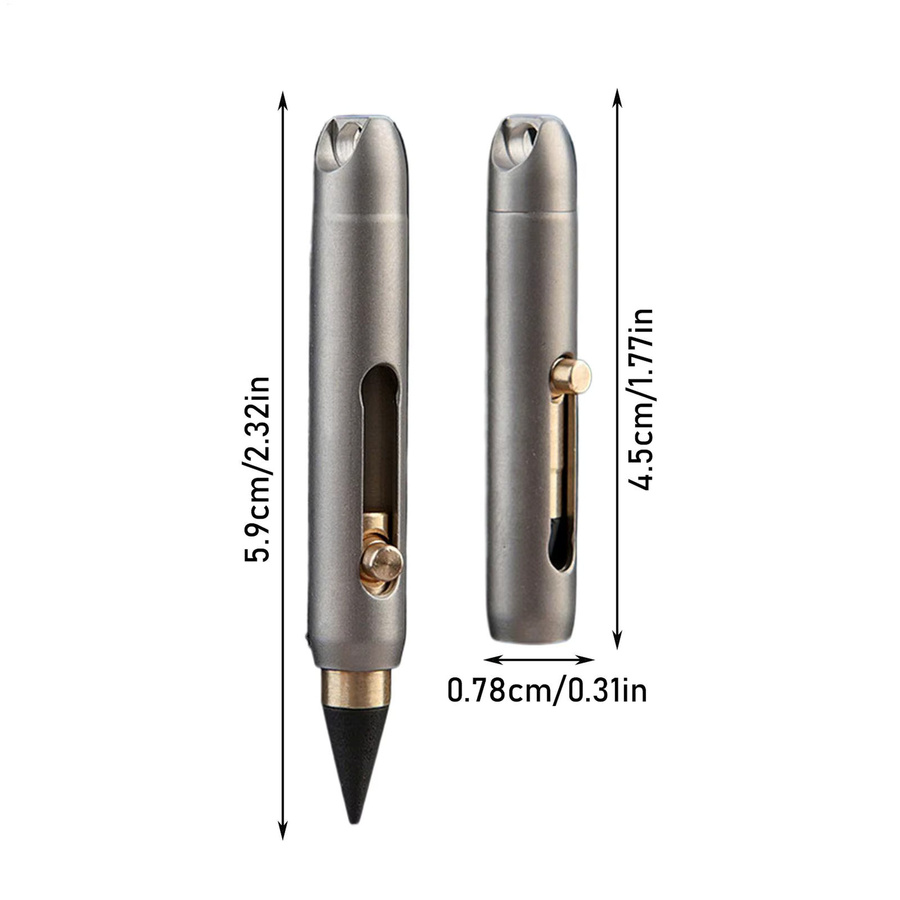 Ewiger Bleistift aus Titanlegierung in Silber, tintenloser und radierbarer Schreibstift mit Graphitspitze - Bild 5