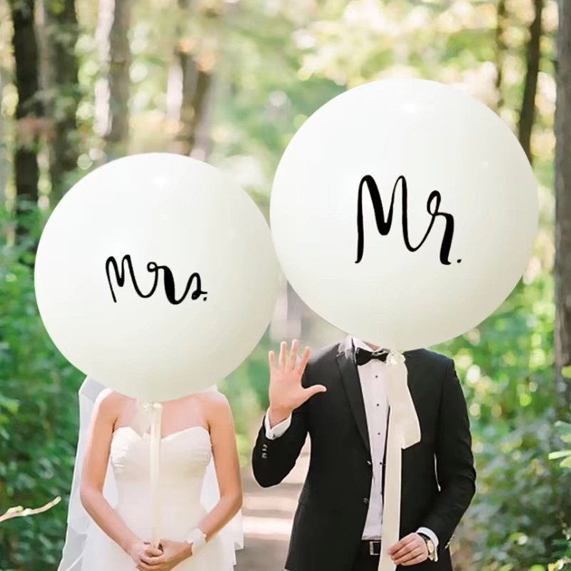 Enanal Latex Ballon Herr & Frau weiß 36 Zoll für Hochzeit, Valentinstag und Geburtstag - Bild 2