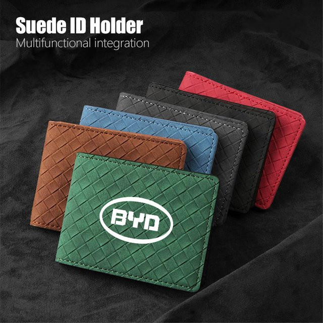 Wildleder Dokumentenmappe mit Auto Emblem in Schwarz für BYD Modelle wie Tang, Atto3, Yuan Plus und Song Max - Bild 1