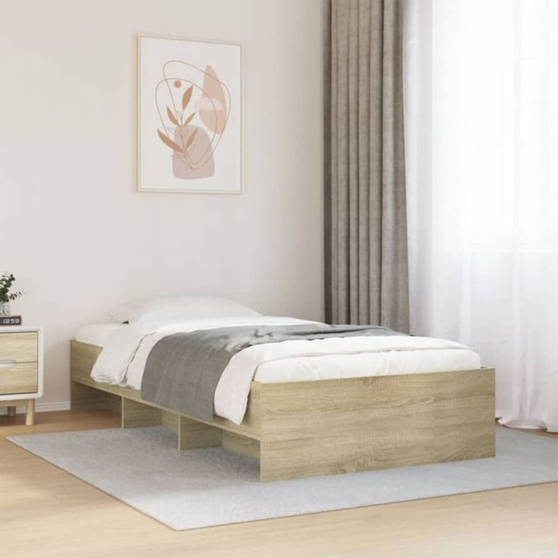 Vidaxl Einzelbett Bettgestell aus Holzwerkstoff in Sonoma-Eiche Natur, B/T/H: 90 x 190 cm - Bild 1