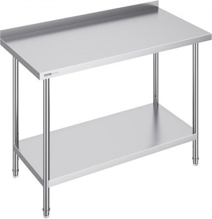 VEVOR Edelstahl Arbeitstisch in Silber mit höhenverstellbaren Beinen, B/T/H: 121,9 x 61,0 x 91,4 cm - Bild 1