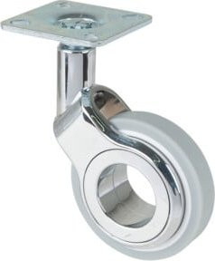 BS Design-Lenkrolle mit Platte aus Polyurethan, Durchmesser: 60 mm, Tragkraft: 50 kg, Farbe: Grau - Bild 1