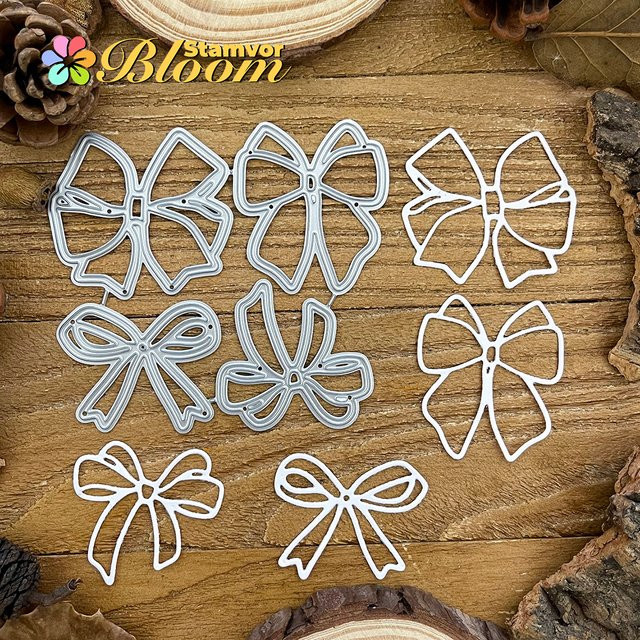 Silberne Metall Stanzformen mit Schleifen für Scrapbooking und dekorative Prägung - Bild 1