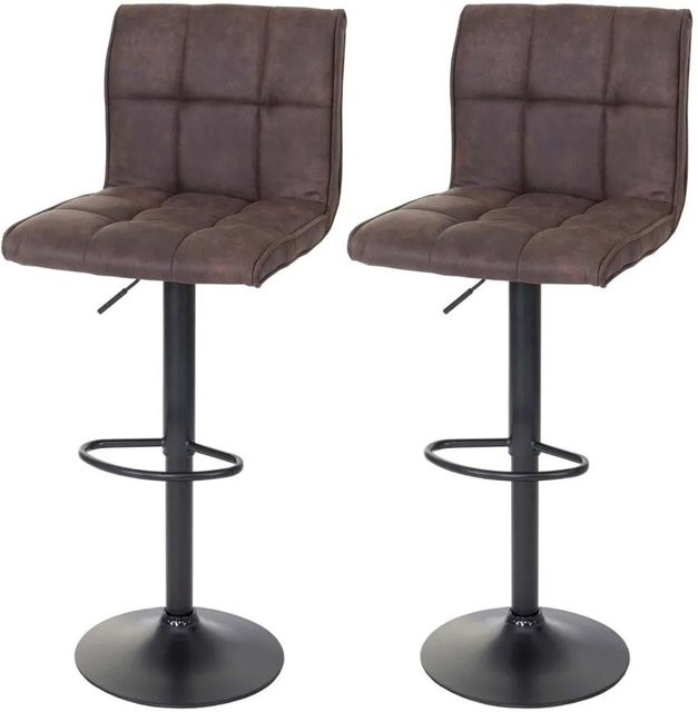 MCW Barhocker B13 2er-Set Vintage Dunkelbraun mit 360 Grad Drehsitz aus Polyester und Metall, Höhe: 116 cm, Breite: 46 cm, Tiefe: 46 cm - Bild 1